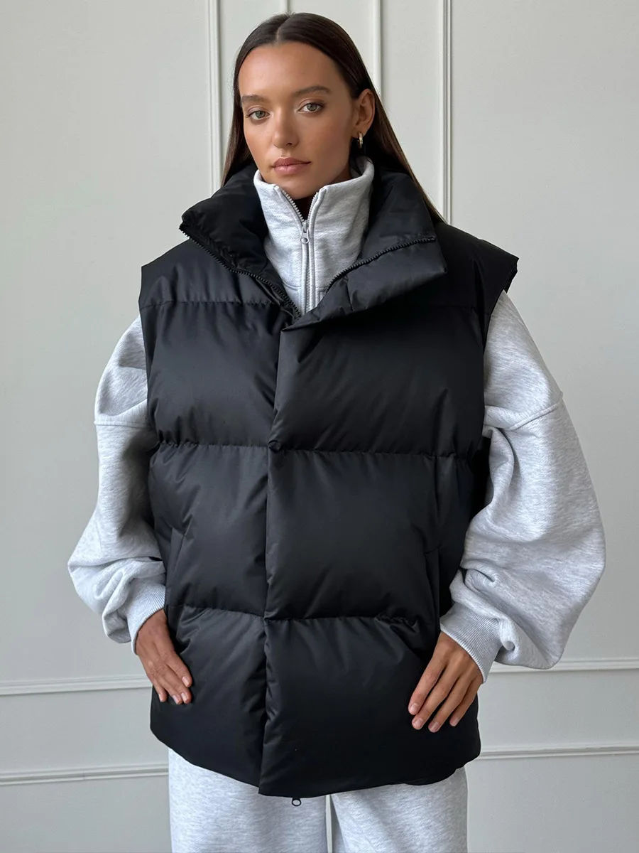 Bornladies Women's Cotton Vest Jacket Autumn Winter Thicken Warm Loose Casual Vest Parkas Jacket Sleeveless Cotton Clothing