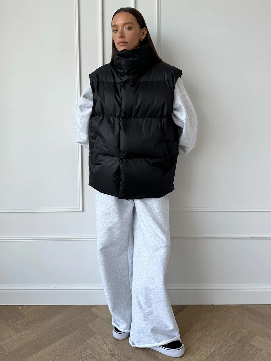 Bornladies Women's Cotton Vest Jacket Autumn Winter Thicken Warm Loose Casual Vest Parkas Jacket Sleeveless Cotton Clothing