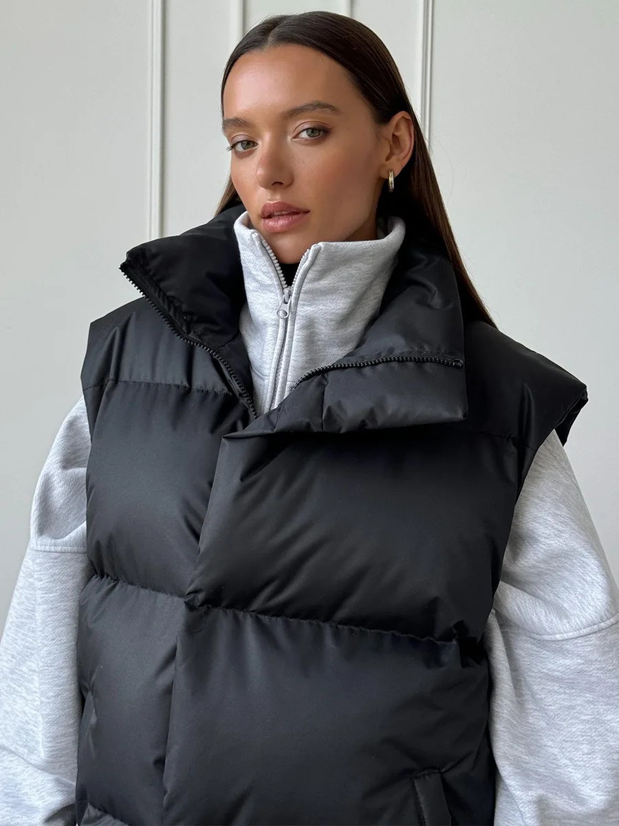 Bornladies Women's Cotton Vest Jacket Autumn Winter Thicken Warm Loose Casual Vest Parkas Jacket Sleeveless Cotton Clothing