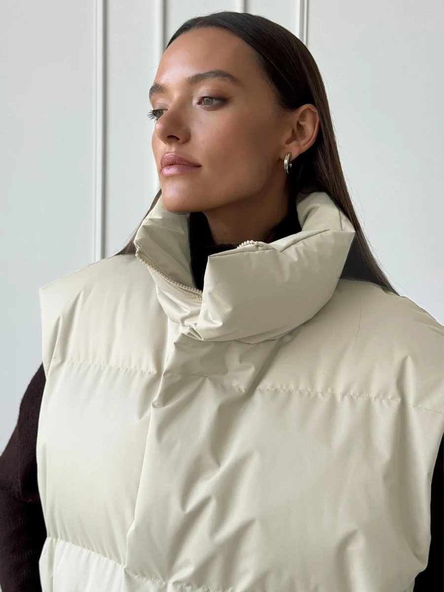 Bornladies Women's Cotton Vest Jacket Autumn Winter Thicken Warm Loose Casual Vest Parkas Jacket Sleeveless Cotton Clothing