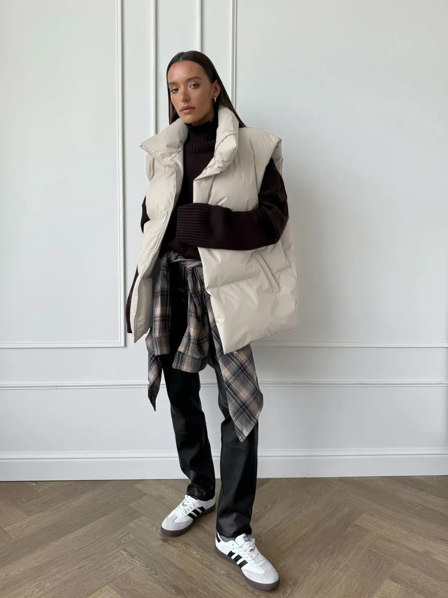Bornladies Women's Cotton Vest Jacket Autumn Winter Thicken Warm Loose Casual Vest Parkas Jacket Sleeveless Cotton Clothing