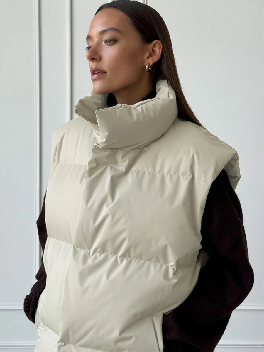 Bornladies Women's Cotton Vest Jacket Autumn Winter Thicken Warm Loose Casual Vest Parkas Jacket Sleeveless Cotton Clothing