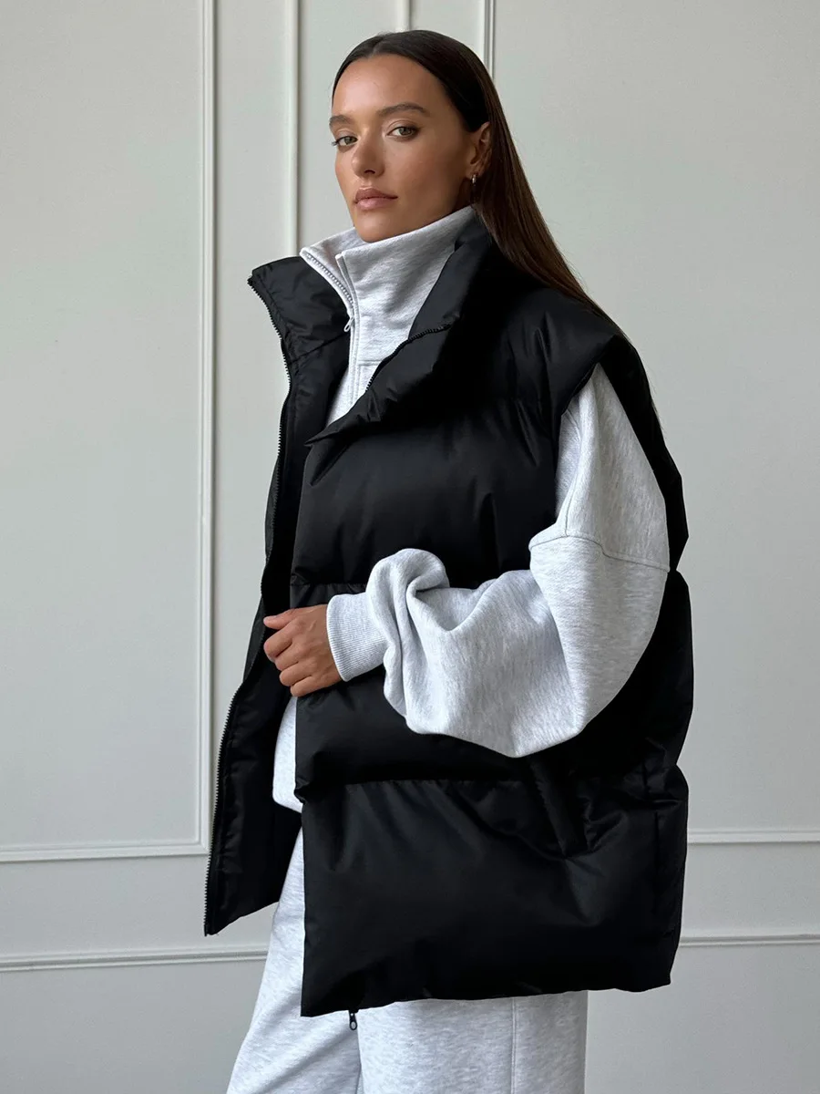 Bornladies Women's Cotton Vest Jacket Autumn Winter Thicken Warm Loose Casual Vest Parkas Jacket Sleeveless Cotton Clothing