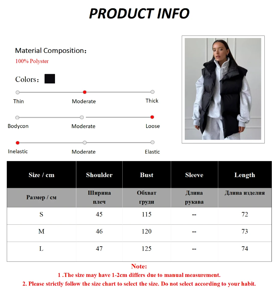 Bornladies Women's Cotton Vest Jacket Autumn Winter Thicken Warm Loose Casual Vest Parkas Jacket Sleeveless Cotton Clothing