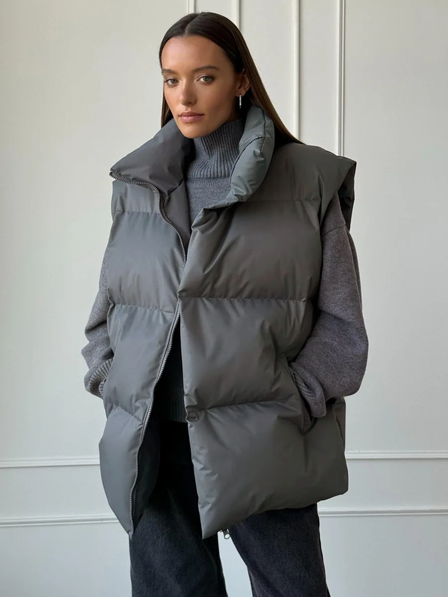 Bornladies Women's Cotton Vest Jacket Autumn Winter Thicken Warm Loose Casual Vest Parkas Jacket Sleeveless Cotton Clothing