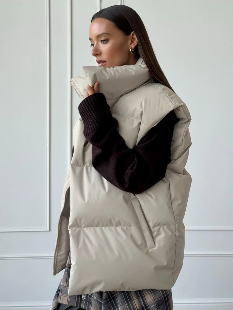 Bornladies Women's Cotton Vest Jacket Autumn Winter Thicken Warm Loose Casual Vest Parkas Jacket Sleeveless Cotton Clothing