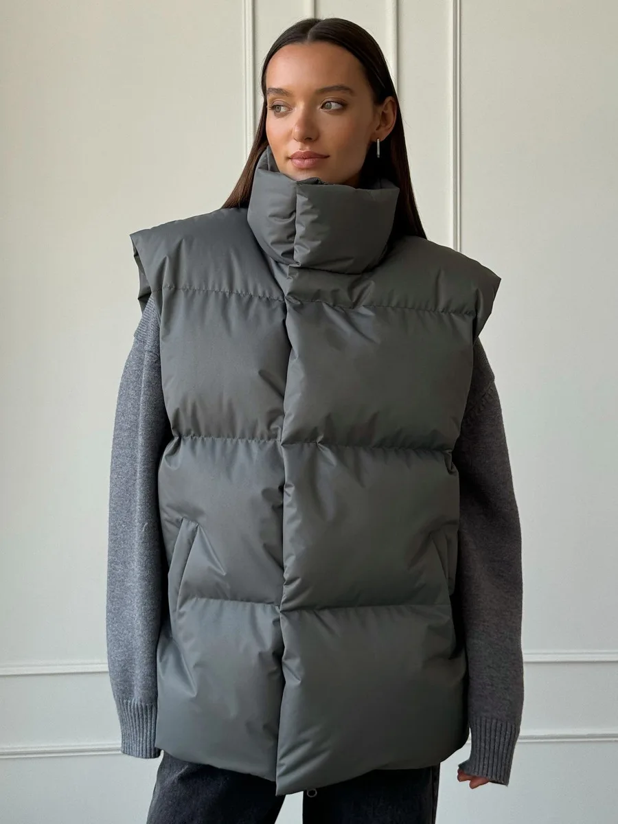 Bornladies Women's Cotton Vest Jacket Autumn Winter Thicken Warm Loose Casual Vest Parkas Jacket Sleeveless Cotton Clothing