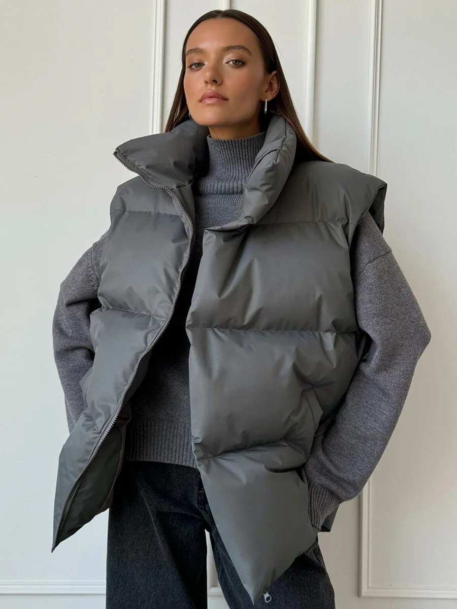 Bornladies Women's Cotton Vest Jacket Autumn Winter Thicken Warm Loose Casual Vest Parkas Jacket Sleeveless Cotton Clothing