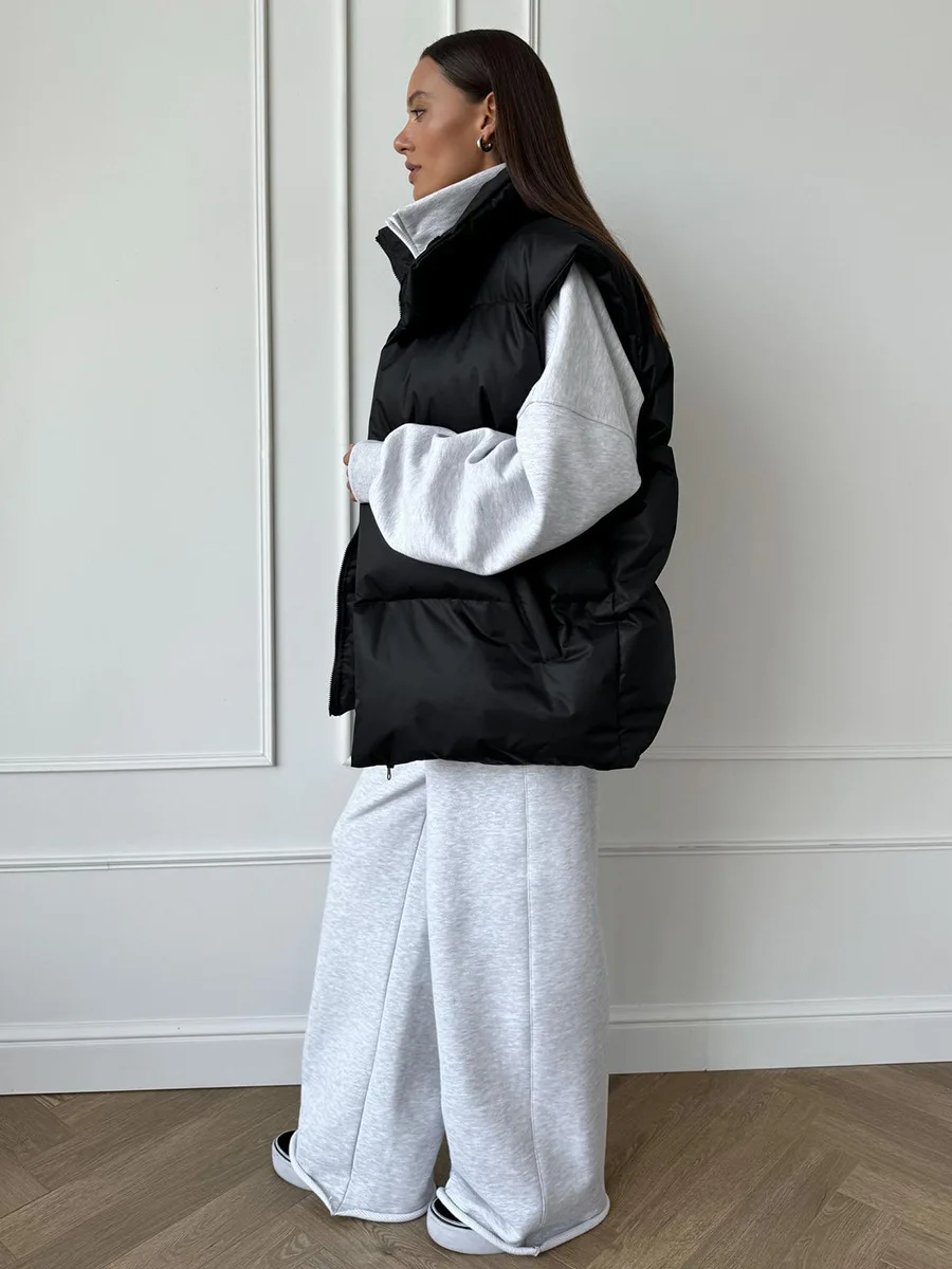Bornladies Women's Cotton Vest Jacket Autumn Winter Thicken Warm Loose Casual Vest Parkas Jacket Sleeveless Cotton Clothing
