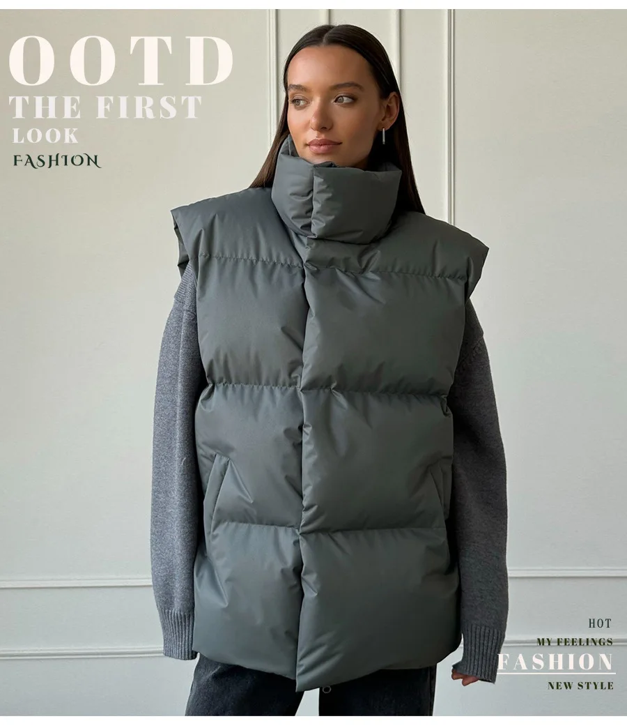 Bornladies Women's Cotton Vest Jacket Autumn Winter Thicken Warm Loose Casual Vest Parkas Jacket Sleeveless Cotton Clothing