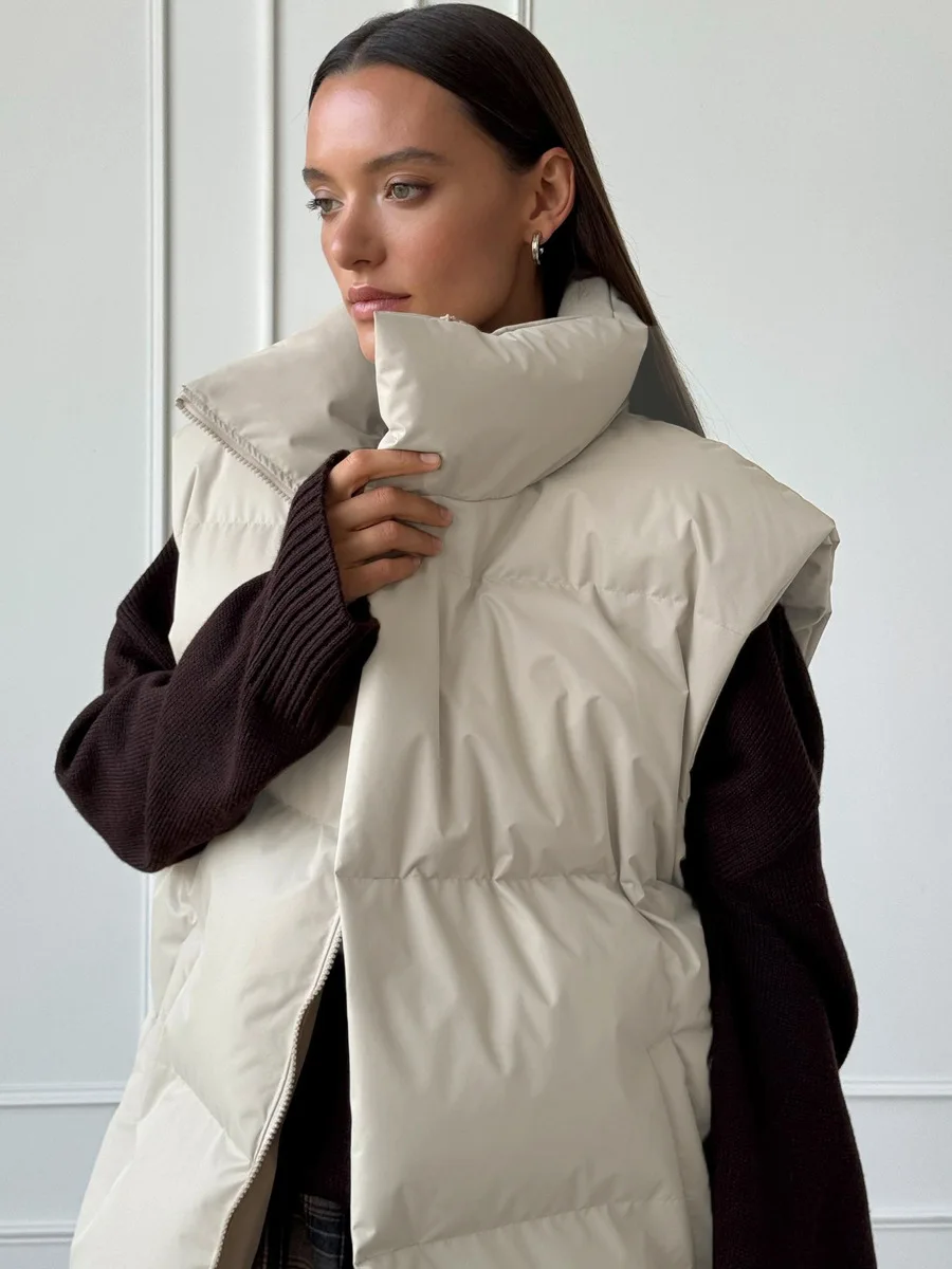 Bornladies Women's Cotton Vest Jacket Autumn Winter Thicken Warm Loose Casual Vest Parkas Jacket Sleeveless Cotton Clothing