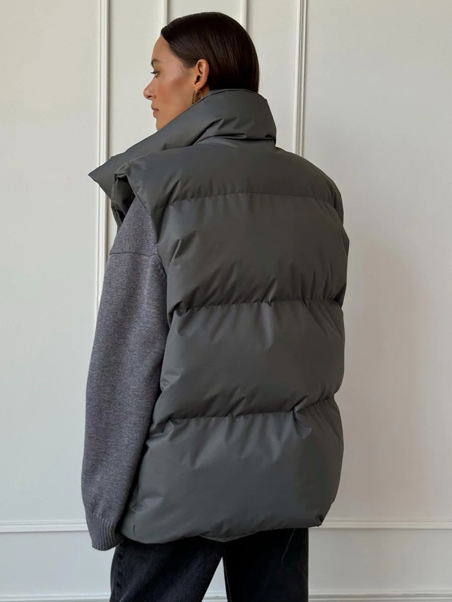 Bornladies Women's Cotton Vest Jacket Autumn Winter Thicken Warm Loose Casual Vest Parkas Jacket Sleeveless Cotton Clothing