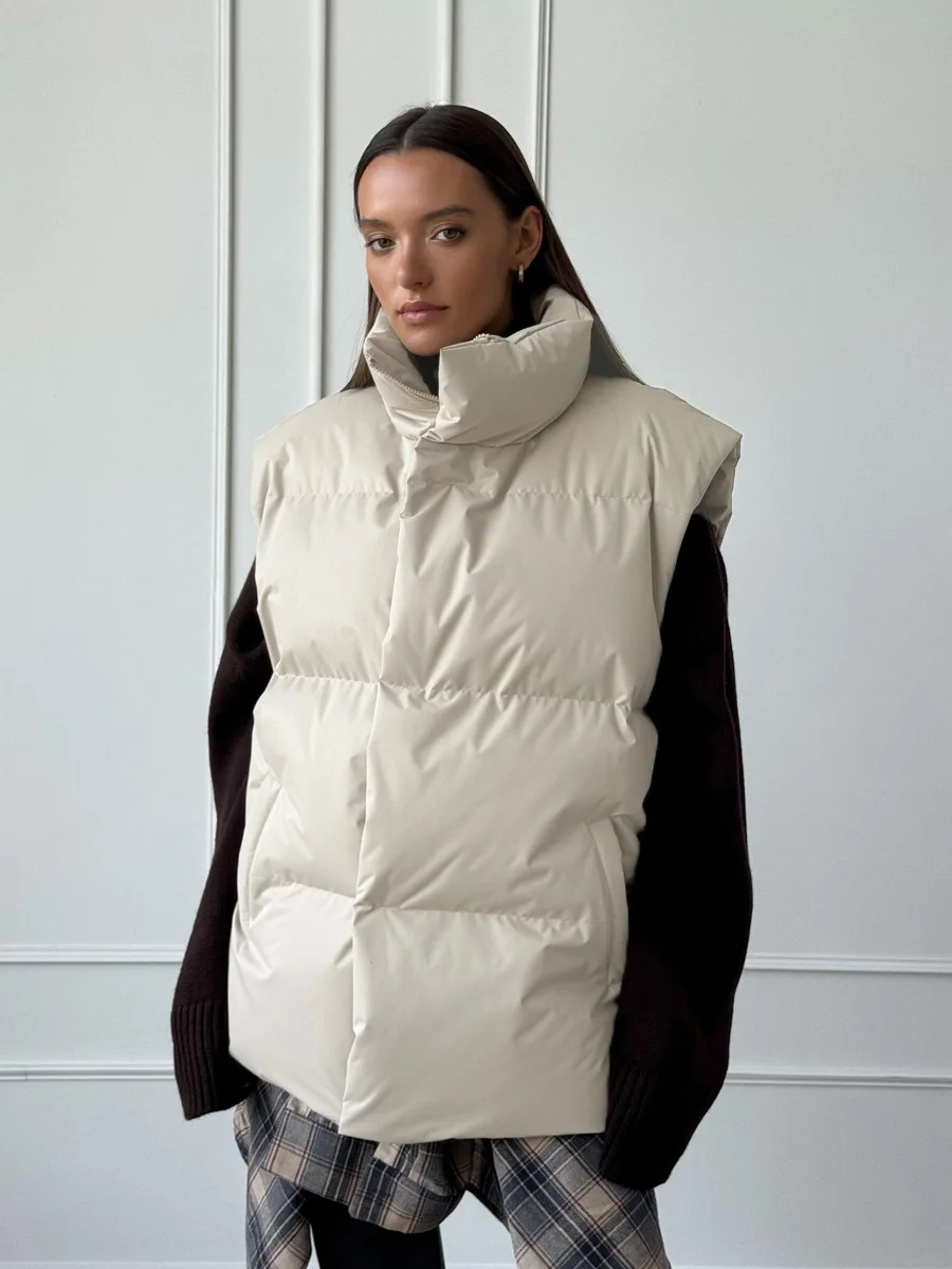 Bornladies Women's Cotton Vest Jacket Autumn Winter Thicken Warm Loose Casual Vest Parkas Jacket Sleeveless Cotton Clothing
