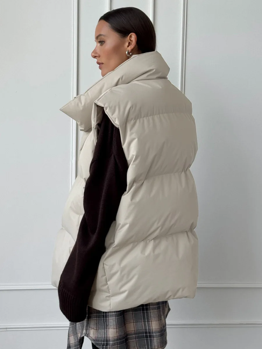 Bornladies Women's Cotton Vest Jacket Autumn Winter Thicken Warm Loose Casual Vest Parkas Jacket Sleeveless Cotton Clothing