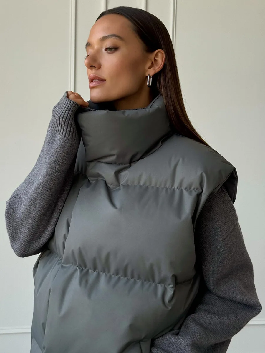 Bornladies Women's Cotton Vest Jacket Autumn Winter Thicken Warm Loose Casual Vest Parkas Jacket Sleeveless Cotton Clothing