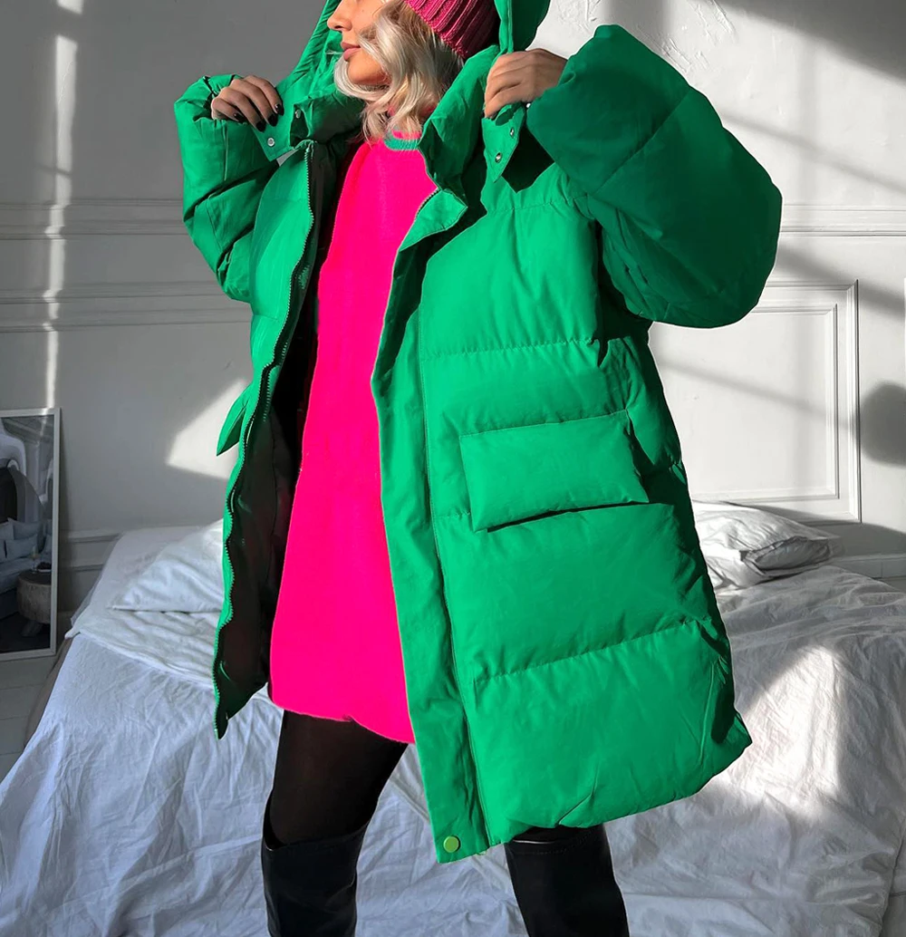 Women's Winter Parka 2025 Warm Jacket Blue Vintage Padded Thick Oversize Black Cotton Winter Quilted Coat with Hood for Women