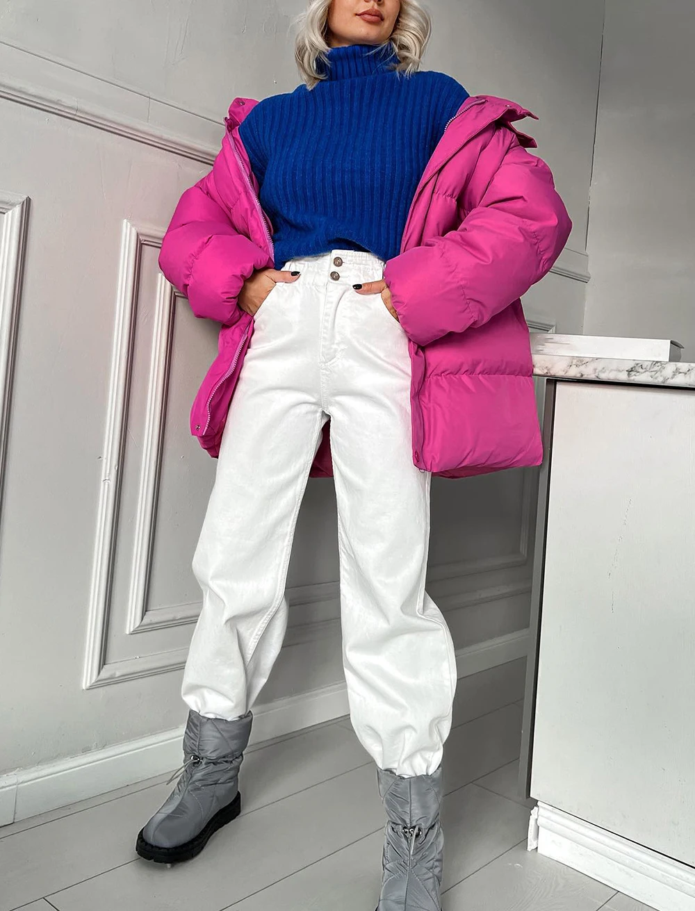 Women's Winter Parka 2025 Warm Jacket Blue Vintage Padded Thick Oversize Black Cotton Winter Quilted Coat with Hood for Women