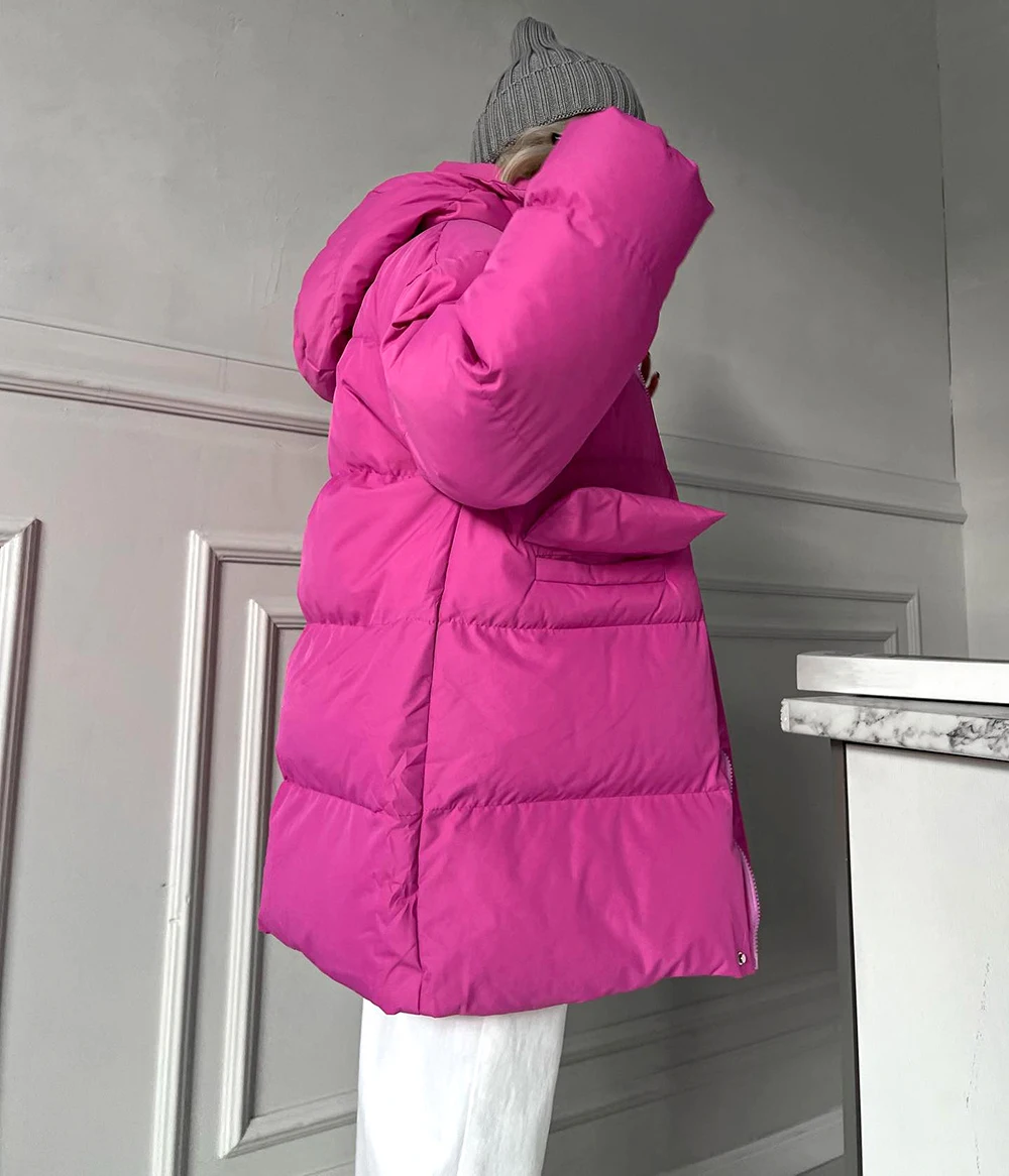 Women's Winter Parka 2025 Warm Jacket Blue Vintage Padded Thick Oversize Black Cotton Winter Quilted Coat with Hood for Women
