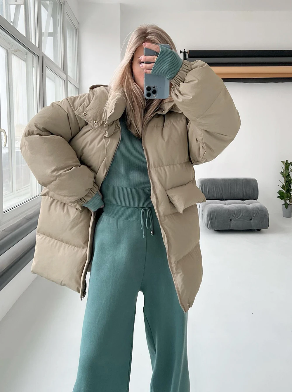 Women's Winter Parka 2025 Warm Jacket Blue Vintage Padded Thick Oversize Black Cotton Winter Quilted Coat with Hood for Women