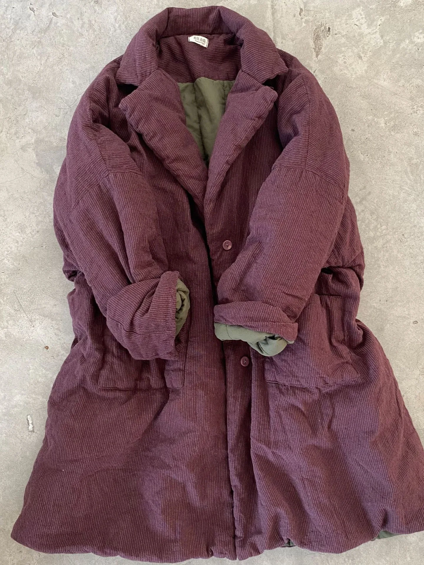 Johnature Women Chinese Style Linen Parkas Turn-down Collar Long Sleeve Winter Coats 2025 Button Vintage Women Striped Parkas