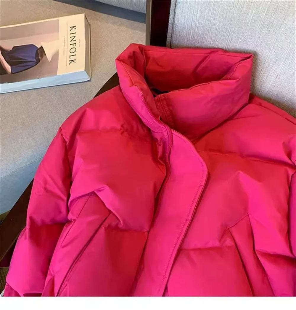 2025 Winter New Cotton Jacket for Women's Niche Ins Breadwear Large Collar Thickened Cotton Jacket Short Cotton Jacket
