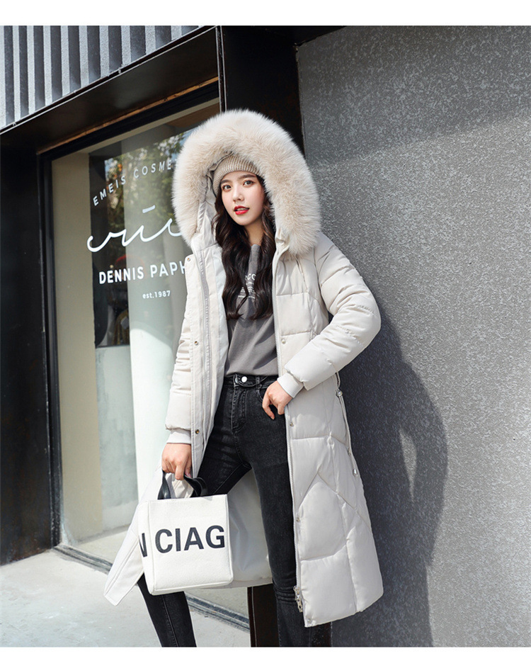 2023 Long Parkas Women Winter Coats Long Sleeve Down Cotton Cotton Jacket Slim Warm Lace-up Jackets Casual Coats