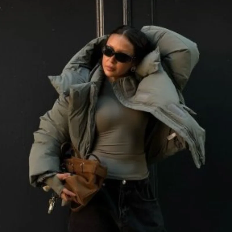 Warm Women's Hooded Cotton Padded Coats Loose Solid Stand Collar Full Sleeve Zipper Pockets Coat 2026 Autumn Winter Lady Outwear