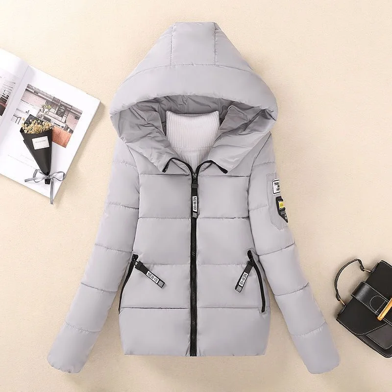 2025 Fashion Parkas Women's Short Cotton-padded Clothes Autumn Winter Student Thicken Hooded Jacket Warm Coats 6-colors 7-sizes