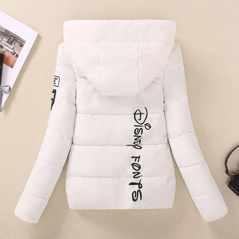 2025 Fashion Parkas Women's Short Cotton-padded Clothes Autumn Winter Student Thicken Hooded Jacket Warm Coats 6-colors 7-sizes