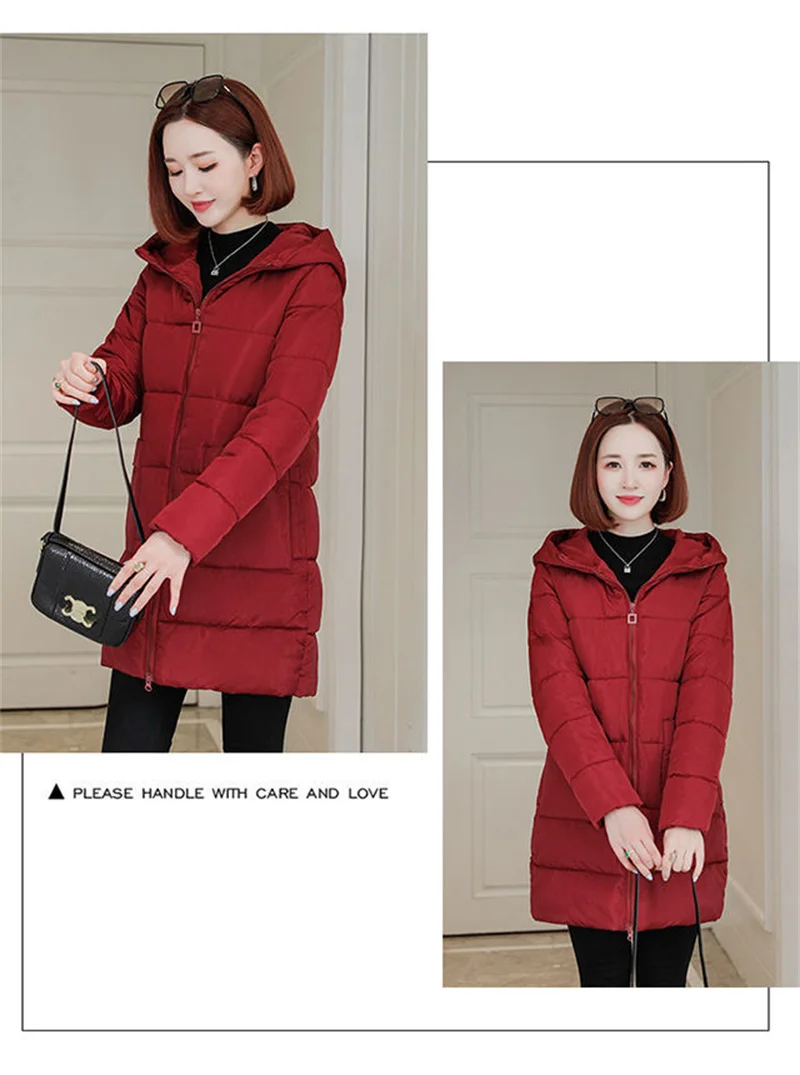 Winter Coat 2022 New Parka Female Mother Wear Cotton-Padded Jacket Women's Long And Fat MM Loose Thick Down Coat Hooded Size 6XL