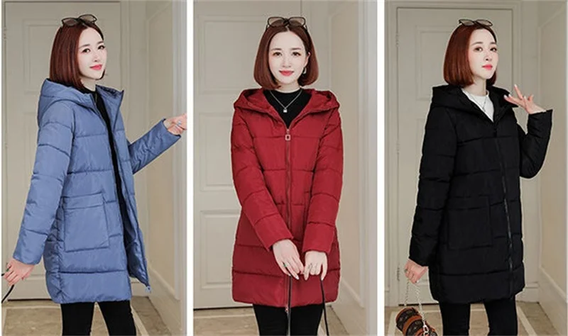 Winter Coat 2022 New Parka Female Mother Wear Cotton-Padded Jacket Women's Long And Fat MM Loose Thick Down Coat Hooded Size 6XL