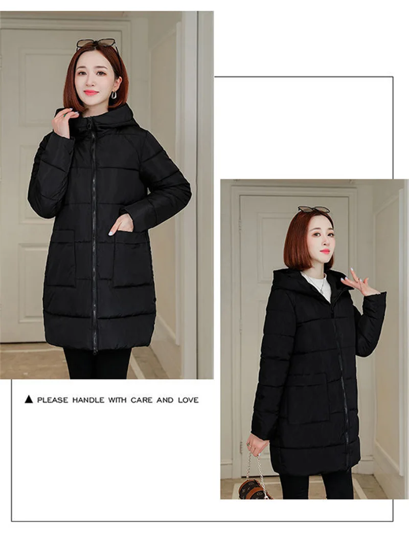 Winter Coat 2022 New Parka Female Mother Wear Cotton-Padded Jacket Women's Long And Fat MM Loose Thick Down Coat Hooded Size 6XL