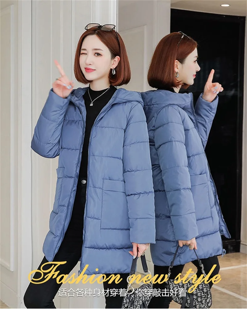 Winter Coat 2022 New Parka Female Mother Wear Cotton-Padded Jacket Women's Long And Fat MM Loose Thick Down Coat Hooded Size 6XL