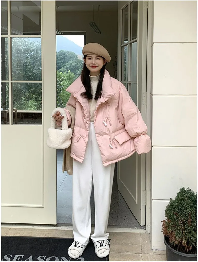 Off-season Women's Down Cotton Loose Coat 2026 New Winter Female Korean Horn Button Jacket Bread Ladies Student Overwear