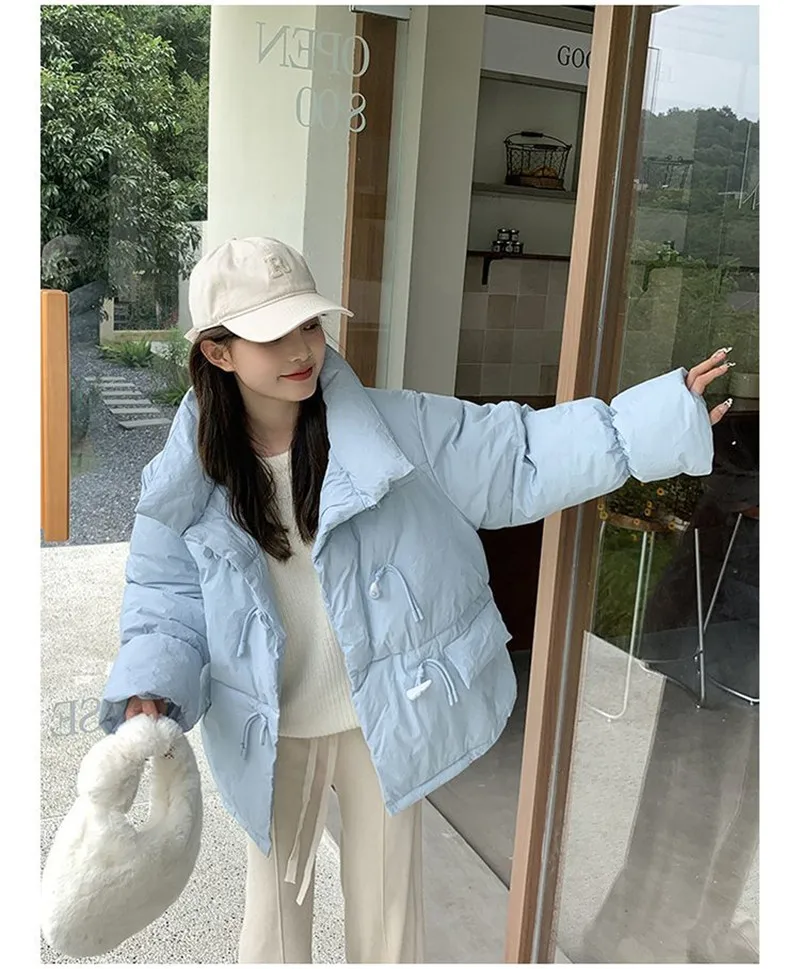 Off-season Women's Down Cotton Loose Coat 2026 New Winter Female Korean Horn Button Jacket Bread Ladies Student Overwear