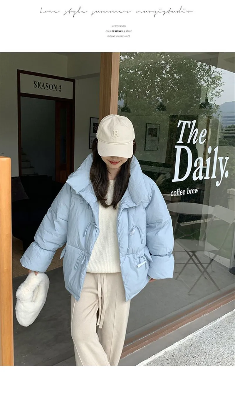 Off-season Women's Down Cotton Loose Coat 2026 New Winter Female Korean Horn Button Jacket Bread Ladies Student Overwear