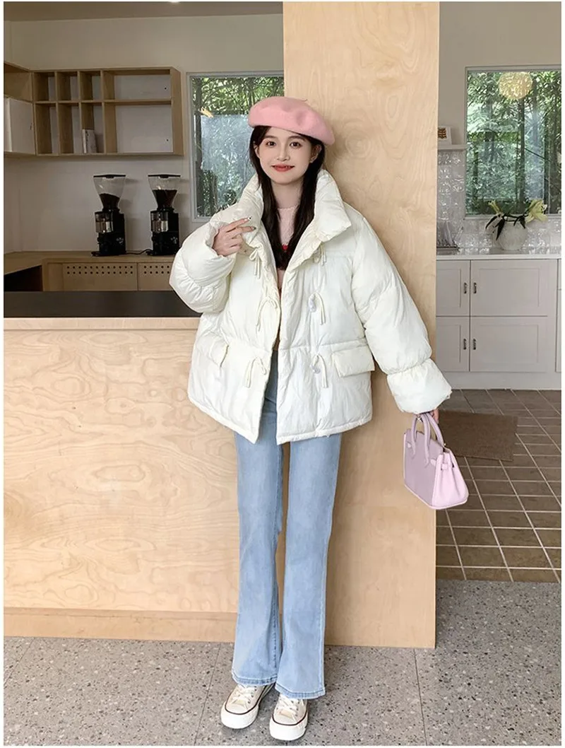 Off-season Women's Down Cotton Loose Coat 2026 New Winter Female Korean Horn Button Jacket Bread Ladies Student Overwear