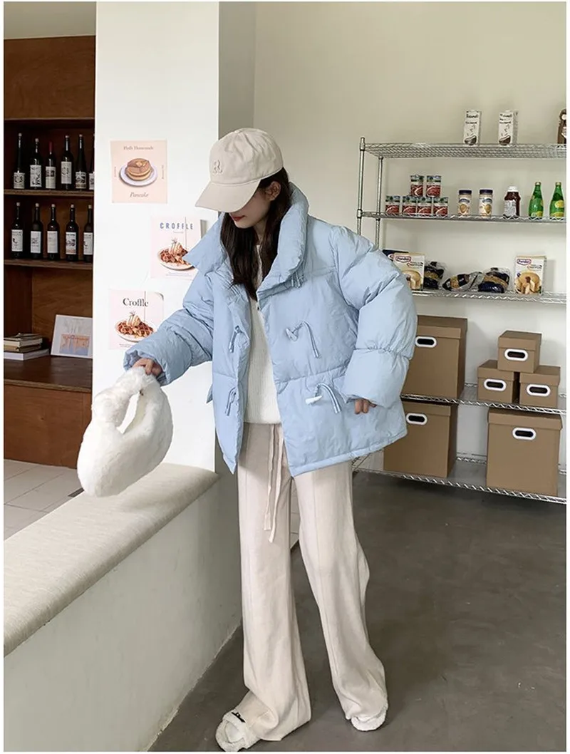 Off-season Women's Down Cotton Loose Coat 2026 New Winter Female Korean Horn Button Jacket Bread Ladies Student Overwear
