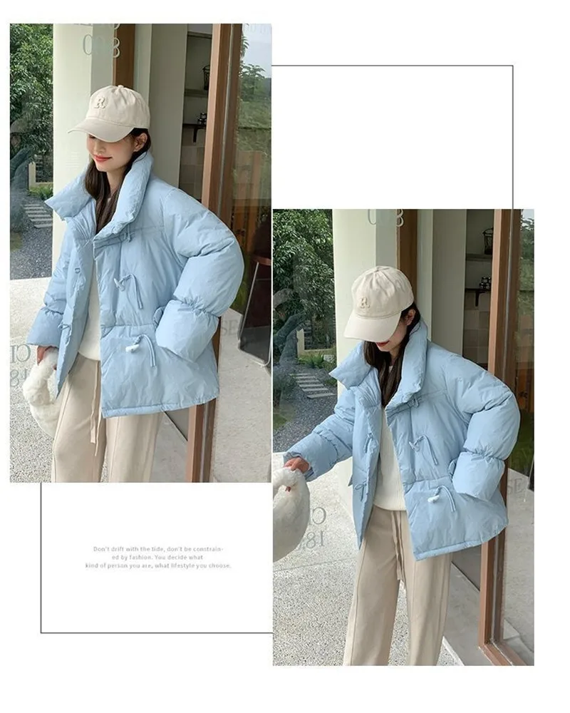 Off-season Women's Down Cotton Loose Coat 2026 New Winter Female Korean Horn Button Jacket Bread Ladies Student Overwear