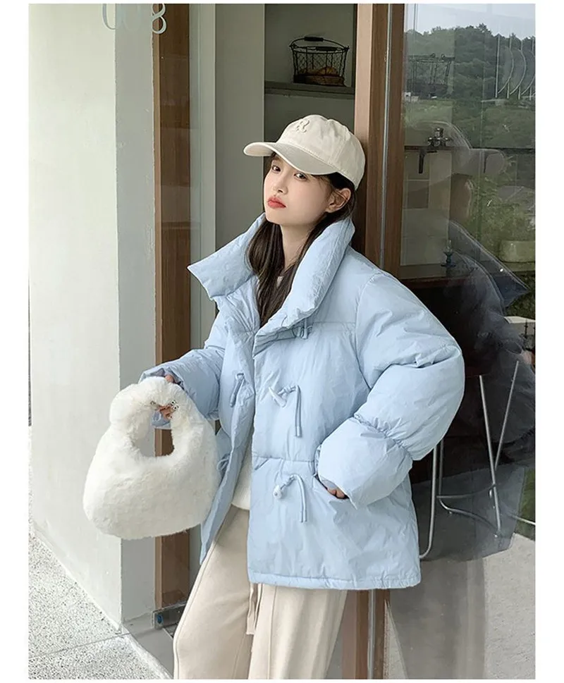 Off-season Women's Down Cotton Loose Coat 2026 New Winter Female Korean Horn Button Jacket Bread Ladies Student Overwear
