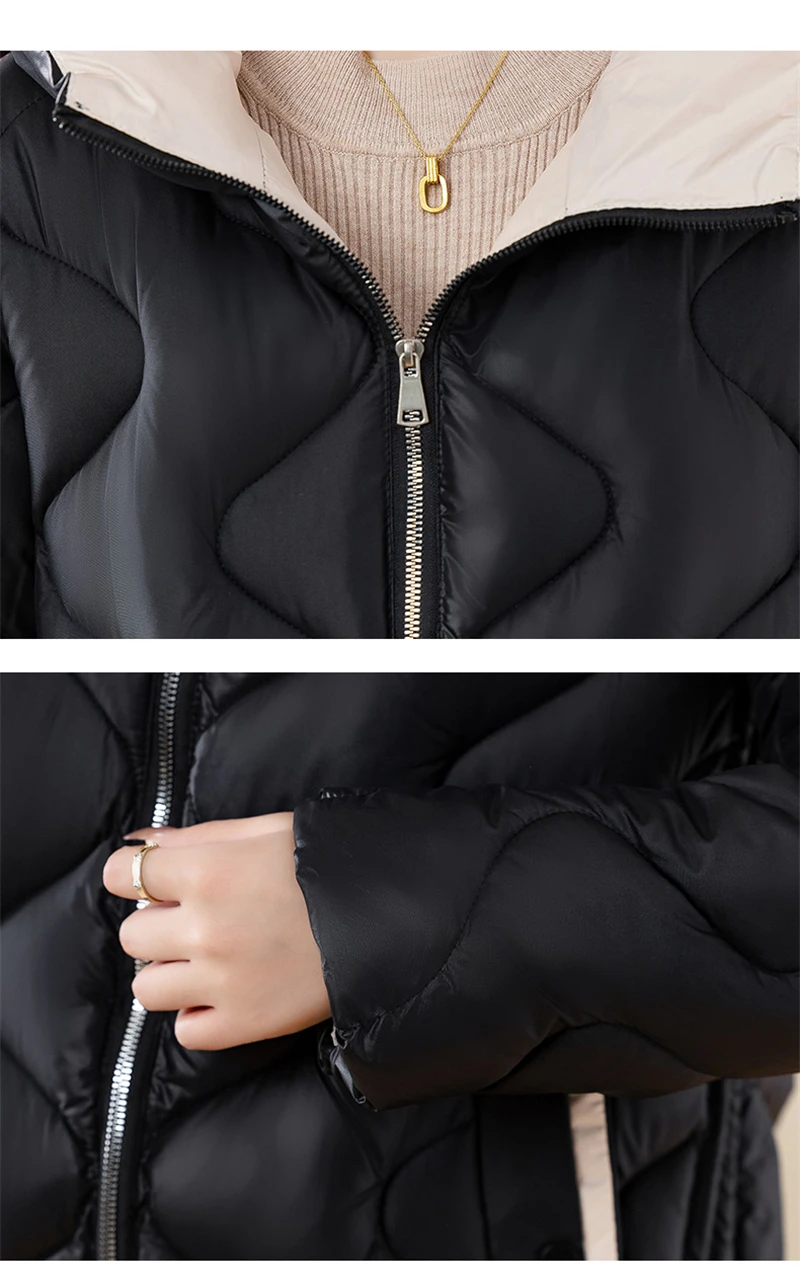 2024 New Winter Jacket Parkas Women Coat Fur Collar Hooded Overcoat Female Jacket Parka Thick Warm Cotton Padded Outwear