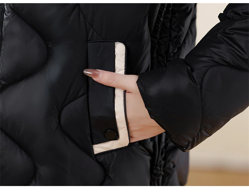 2024 New Winter Jacket Parkas Women Coat Fur Collar Hooded Overcoat Female Jacket Parka Thick Warm Cotton Padded Outwear
