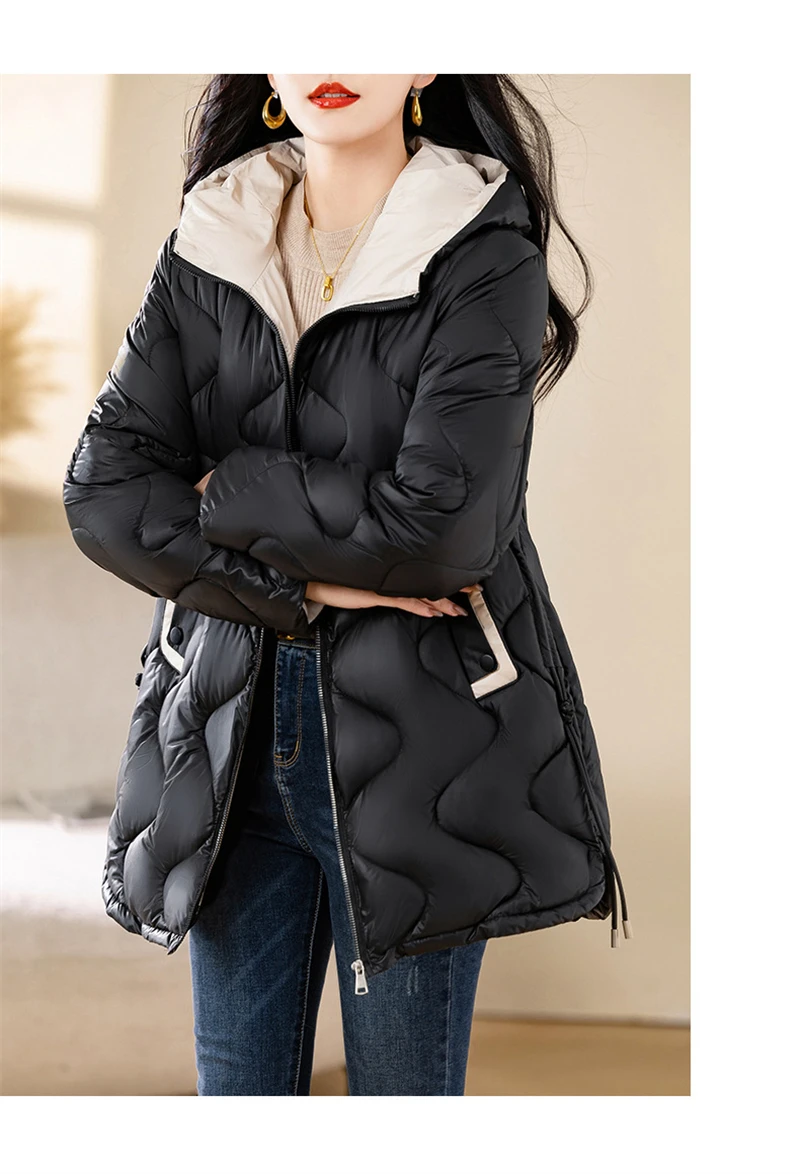 2024 New Winter Jacket Parkas Women Coat Fur Collar Hooded Overcoat Female Jacket Parka Thick Warm Cotton Padded Outwear
