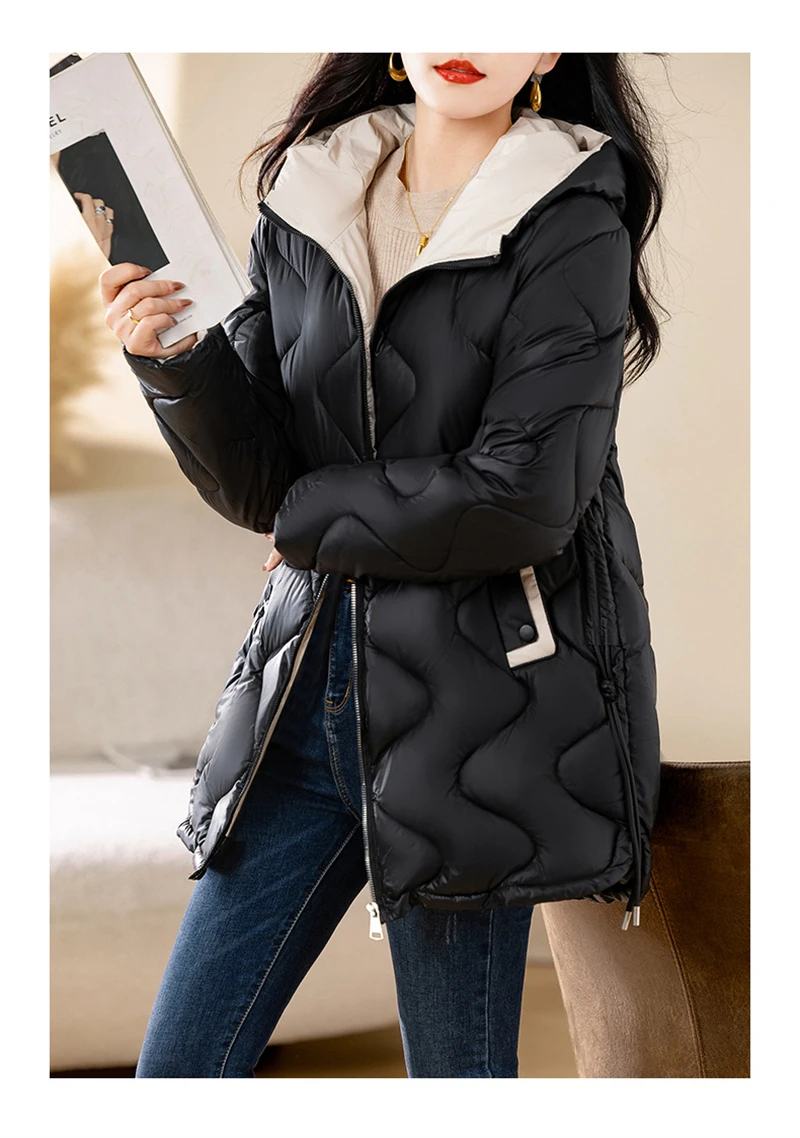 2024 New Winter Jacket Parkas Women Coat Fur Collar Hooded Overcoat Female Jacket Parka Thick Warm Cotton Padded Outwear
