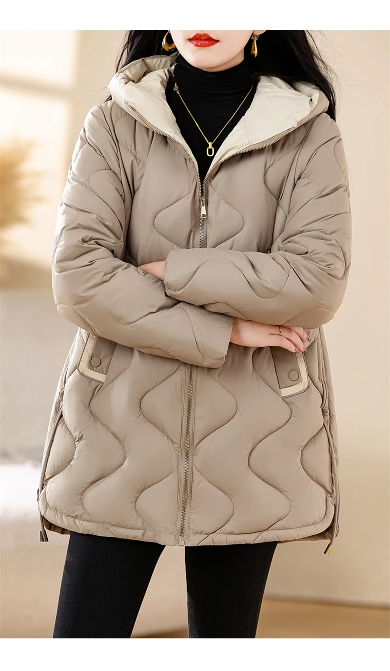 2024 New Winter Jacket Parkas Women Coat Fur Collar Hooded Overcoat Female Jacket Parka Thick Warm Cotton Padded Outwear