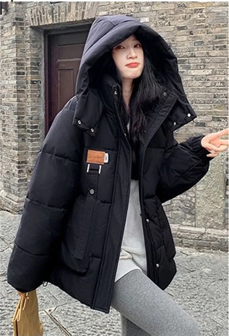 2025 Autumn Winter New Cotton Jacket Women's Korean Cotton-Padded Thicken Warm Hooded Parkas Short Coat Female Casual Ladies Top