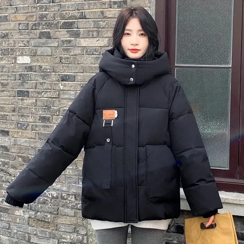2025 Autumn Winter New Cotton Jacket Women's Korean Cotton-Padded Thicken Warm Hooded Parkas Short Coat Female Casual Ladies Top