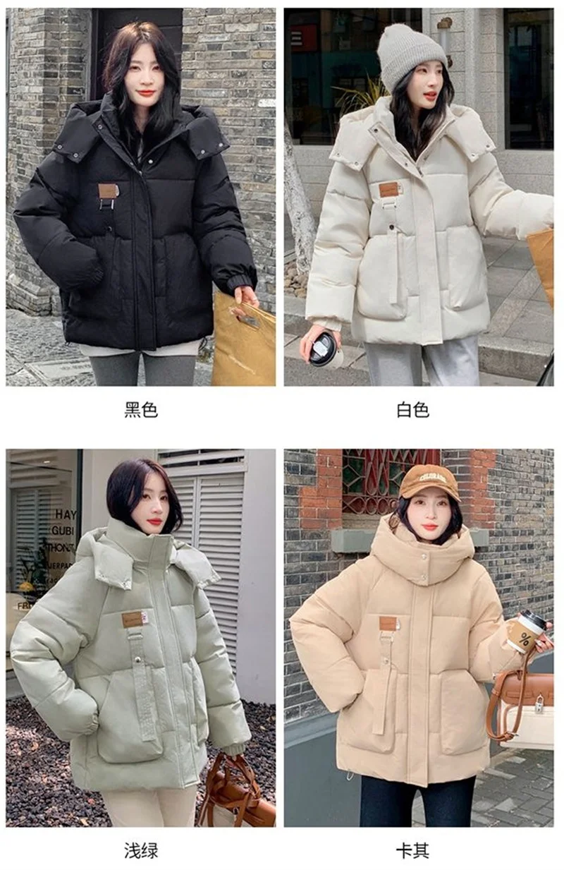 2025 Autumn Winter New Cotton Jacket Women's Korean Cotton-Padded Thicken Warm Hooded Parkas Short Coat Female Casual Ladies Top
