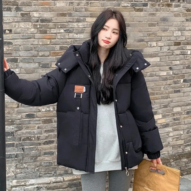 2025 Autumn Winter New Cotton Jacket Women's Korean Cotton-Padded Thicken Warm Hooded Parkas Short Coat Female Casual Ladies Top