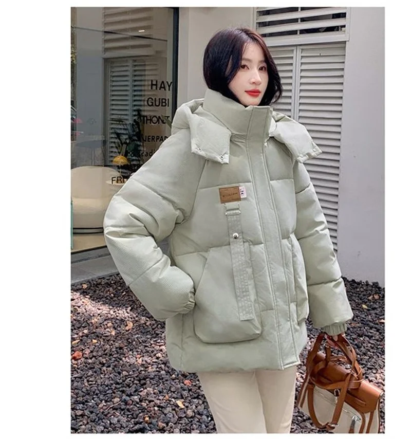 2025 Autumn Winter New Cotton Jacket Women's Korean Cotton-Padded Thicken Warm Hooded Parkas Short Coat Female Casual Ladies Top